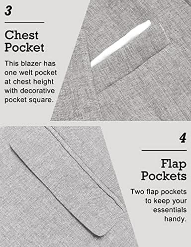 COOFANDY Men's Casual Suit Blazer Jackets Lightweight Sports Coats One Button Sky Grey - Image 4