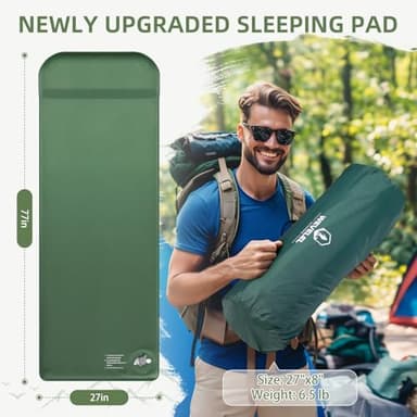 Wevelel Memory Sleeping Pad, 3.1" Ultra-Thick Foam Sleeping Mats for Camping, Easy Inflate&Deflate,9.5 R-Value Insulated Camping Mattress Pad with Pillow, for Car Travel Tent - Image 5