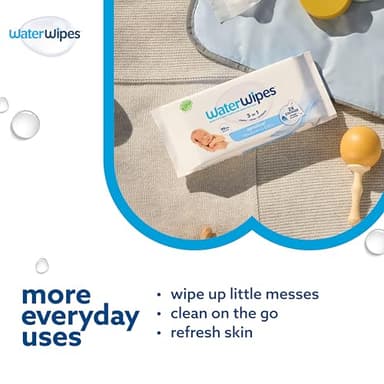 WaterWipes Sensitive+ Newborn & Baby Wipes, 3-In-1 Cleans, Cares, Protects, 99.9% Water, Unscented & Hypoallergenic, 720 Count (12 Packs) - Image 6