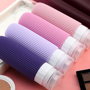Mrsdry Travel Bottles for Toiletries, Tsa Approved 3oz Portable Travel Bottles, BPA Free Leak Proof Squeezable Travel Size Containers, Portable Silicone Bottles for Toiletries (4 Pack), Purple - Image 5