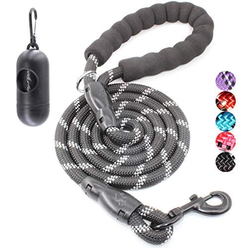 BAAPET 2/4/5/6 FT Dog Leash with Comfortable Padded Handle and Highly Reflective Threads for Small Medium and Large Dogs (4FT-1/2'', Black) - Image 1