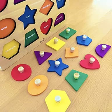 Dailyfunn Montessori Toy Shape Peg Puzzles Baby Puzzle 12-18-24 Months with Knob for Infant-Toddlers 1-3 - Image 6