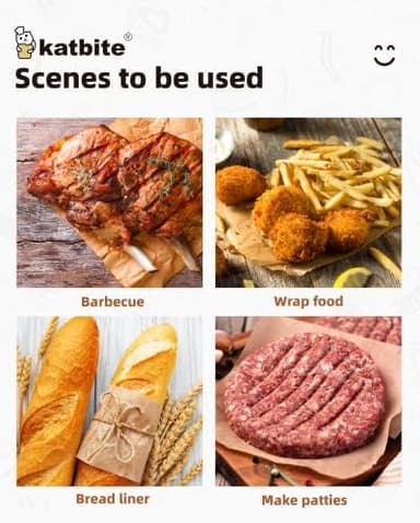 Katbite 300Pcs 6x6 Inches Patty Paper, Burger Patty Paper, Unbleached Parchment Sheets, Heavy Duty & Non-Stick, Squares for Seperating Patty, Cookies, Storing Foods Wrapping Candies - Image 6