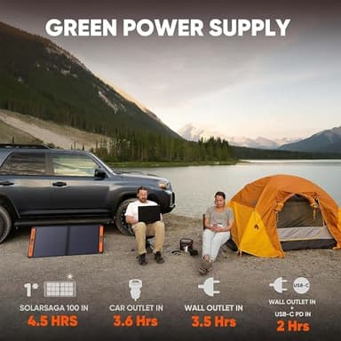 Jackery Solar Generator 300, 293Wh Backup Lithium Battery with 1XSolar Panel SolarSaga 100W, 110V/300W Pure Sine Wave AC Outlet for RV Outdoors Camping Travel Blackout - Image 3