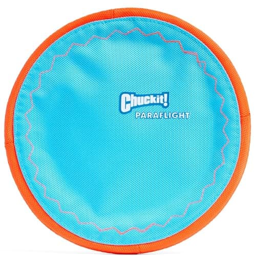 Chuckit! Paraflight Flying Disc Dog Toy - Water Floating Flyer - Durable Nylon Construction with Soft Rubber Edges - For Medium and Large Dogs - Size Large - 9.75" L x 9.75" W - Pack of 1 - Image 1