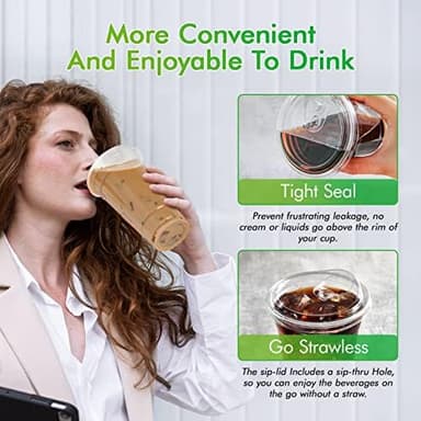 Lilymicky 60 PACK 24 oz Clear Plastic Cups With Strawless Sip Through Lids, Disposable, for Ice Coffee, Smoothie, Slurpee, or Any Cold Drinks - Image 6