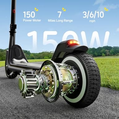 ECOROAD EK6 Kids Electric Scooter for 6-12, 3/6/10mph Speeds for Ultimate Comfort, Adjustable Height Electric Scooter, 150W & Dual Brake Safety, for Growing Adventurers（Rider:3.9-5.2 ft） - Image 3