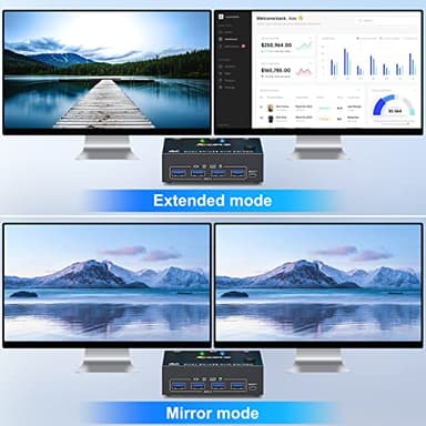 8K USB 3.0 Displayport KVM Switch 2 Monitors 2 Computers 8K@30Hz 4K@144Hz,MLEEDA Dual Monitor Displayport 1.4 KVM Switches with 4 USB 3.0 Port for USB Device,Wired Remote and USB Cables Included - Image 3