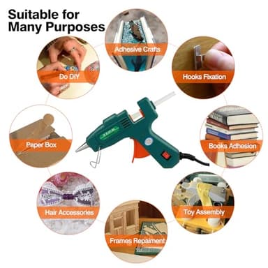 SHJADE Hot Glue Gun with 30 Glue Sticks, Fast Preheating Hot Melt Gun, Mini Glue Gun Kit for Kids DIY School Craft Projects and Quick Home Repairs, 20W Green - Image 6