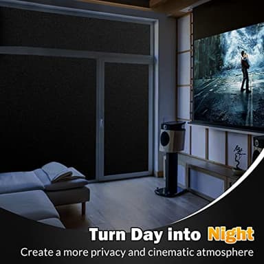 rabbitgoo Blackout Window Film, Sun Blocking Privacy Cover for Glass, Removable Opaque Room Darkening Dark Black Out Window Covers Tint Shades for Home Day Sleep Light Blocker 17.5 x 118.1 Inches - Image 3
