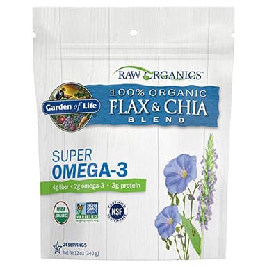 Garden of Life 100% USDA Organic Ground Flax Seed & Chia Blend, Gluten Free Cold Milled Golden Flaxseed Meal plus Premium Black Chia Seeds - Vegan Fiber, Protein and Omega 3 Fatty Acids, 24 Servings - Image 1