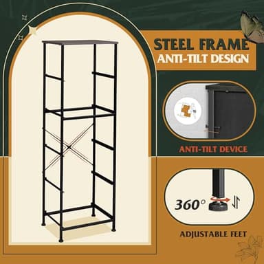 WLIVE Fabric Dresser, 5-Drawer Tall Dresser for Bedroom, Storage Dresser Organizer with Fabric Bins, Wood Top, Sturdy Steel Frame, Chest of Drawers for Closet, Hallway, Charcoal Black Wood Grain Print - Image 7