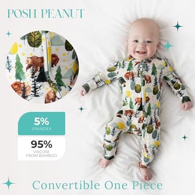Posh Peanut Convertible Baby Sleepers - Boys Footless Baby Pajamas with 2 Way Zipper for Easy Diaper Changes - Image 2