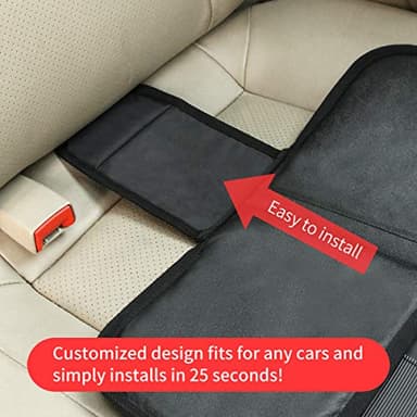 Kaiphy Car Seat Protector - Seat Protection Mat - Thick Padding - Durable, Waterproof Fabric, Leather Reinforced Corners & 3 Pockets for Handy Storage Black - Image 5