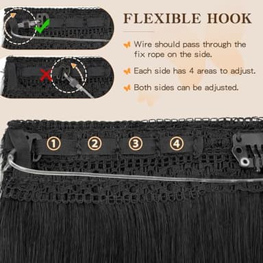 Doupor Wire Hair Extensions, Halo Hair Extensions Real Human Hair, Natural Black Invisible Wire Real Human Hair Extensions,Fish Line Layered For Women 22inch 100g - Image 7