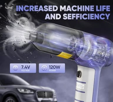 AUXTUR 3 in 1 Car Vacuum Cleaner High Power | Portable Cordless Handheld | 15000PA Brushless Motor | Super Suction Mini Vacuum With Super Endurance for Home - Image 4