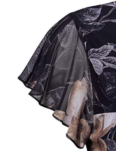 Furnex Womens Tunic Tops - Dressy Blouse for Work & Casual Floral Tunics for Leggings & Layered Tops - Loose Fit Tunics - Short Sleeve Women Blouses - Dressy Black Coffee XL - Image 3