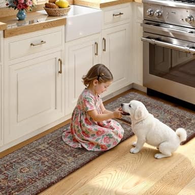 Sungea Vintage Red Kitchen Rugs Sets of 2, Anti Fatigue Kitchen Mats for Floor, Meomory Foam Kitchen Mat Non Slip Runner Carpet, Waterproof Standing Mat for Sink,Laundry,Office - Image 8