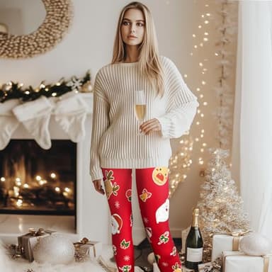 Christmas Leggings for Women - No See Through Tummy Control Cycling Workout Yoga Pants - Image 2