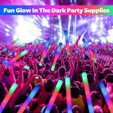 wellent 220 PCS LED Foam Glow Sticks Bulk, Glow in the Dark Party Supplies with 3 Modes Colorful Flashing, Neon Party Favors for Birthday, Wedding, Carnival, Concert, New Year - Image 2