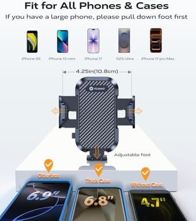 VICSEED 2025 Upgrade Ultra Stable Car Phone Holder Mount [Never Fall Off & Won't Break] Universal Air Vent Phone Mount for Car Easy Clamp Phone Holders for Your Car for iPhone 17 Pro Max 16 15 14 13 - Image 6