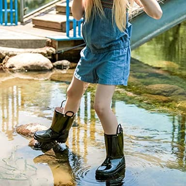 K KomForme Kids Girls & Boys Rain Boots with Easy-on Handles Waterproof Outdoors - Image 7