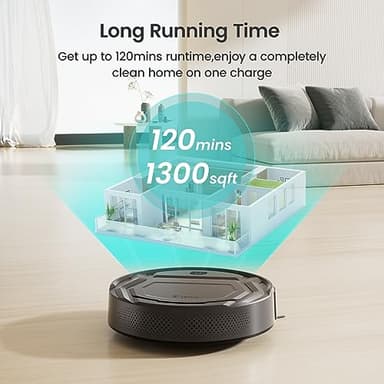Lefant M210Pro Robot Vacuum Cleaner,Strong Suction,120 Mins Run Time,Wi-Fi Connected,Scheduled Cleaning,Compatible with Alexa,Slim Self-Charging Robotic Vacuum Cleaner for Home,Pet Hair,Hard Floors - Image 5