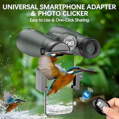 15x54 Binoculars for Adults High Powered with Harness, Phone Adapter and Bluetooth Camera Remote - Super Bright Waterproof Binoculars for Bird Watching Hiking Cruise Travel Stargazing - Image 5