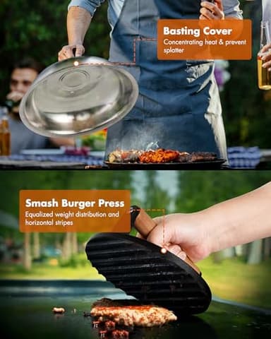 Griddle Accessories Kit - 136PCS Flat Top Grill Accessories for Blackstone and Camp Chef Metal Spatula Tools Set with Burger Press Scraper Tongs Carry Bag for Outdoor Grilling BBQ Cooking - Image 4