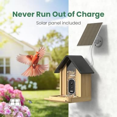 VINGUYS® Smart Bird Feeder with Camera, 2.5K UHD Bird Camera AI Identifies 11,000+ Bird's Species, Real-time Bird's Videos & Pictures, Solar Powered Wireless Outdoor, Ideal Gift for Dad - Image 5