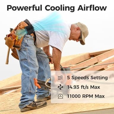 KITWLEMEN Portable Waist Fan - Personal Clip on Belt Fan, 5 Speeds 20H Cooling, Rechargeable Battery Operated, Wearable with Lanyard for Camping, Travel, Jobsite (Black) - Image 2