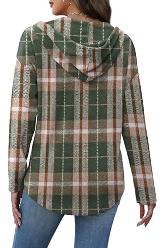 Womens Tops Dressy Casual V Neck Sweatshirts Holiday Outfits Vacation Travel Hoodies Ugly Christmas Sweaters Plaid Green S - Image 4