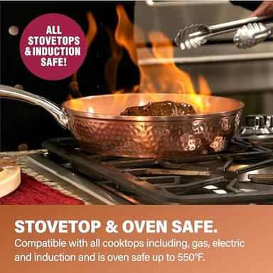 Gotham Steel Hammered 15 Pc Ceramic Cookware Set, Induction Pots and Pans Set Non Stick with Cooking Utensils & Steamer, Non Toxic Ceramic & Titanium Coating PFOA PFOS Free, Oven & Dishwasher Safe - Image 5