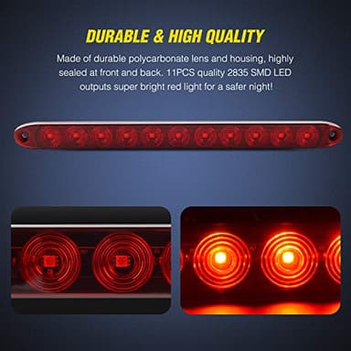 Nilight 2PCS 16Inch 11 LED Red Trailer Light Bar for Parking Stop Turn Signals Tail Brake DOT Compliant IP65 Waterproof Truck ID Marker - Image 3