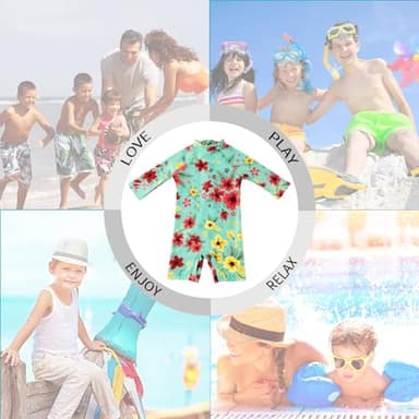 upandfast Baby Girl's Long Sleeve Rash Guard Swimsuit with UPF 50 Sun Protection (Light Green, 6-9 Months) - Image 7