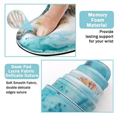 Keyboard Mouse Pad Set, Extended Mouse Pad+Keyboard Wrist Rest Support, Memory Foam Ergonomic Easy Typing, 3Pcs (35.4×15.7 in) Desk Pad Set for Home Office Study Game-Green Marble - Image 3