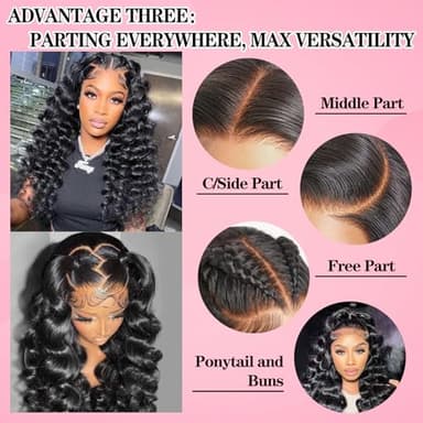 MEIMEI 34 Inch Long Lace Front Wigs Human Hair Loose Wave 250% Density 15A Grade Real Full Large Lace Space 13x4 Loose Deep Wave Lace Frontal Wigs Human Hair Pre Plucked for Black Women - Image 5