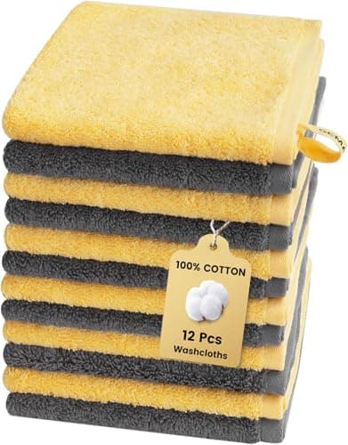 SEMAXE 100% Cotton Washcloths 12-Pack, 13 × 13 Inch Soft Luxury Face Towels – Super Absorbent & Quick-Dry, Premium Cloth with Hanging Loop, Oeko-TEX Certified, Gift-Ready Box - Image 1