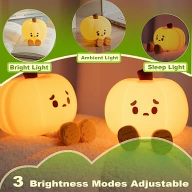 DREAMING MY DREAM Cute Pumpkin Lamp,Halloween Decor Night Light Silicone LED Lamp Rechargeable Bedside Touch Lamp,Nursery Pumpkin nightlight for Kids,Breastfeeding for Baby - Image 3