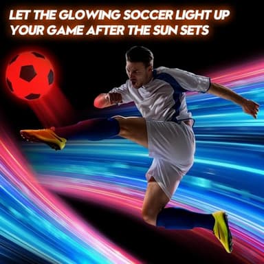 HITEGY Rechargeable Glow in The Dark Soccer Ball - USB Charging, Official Size 5, Light Up with Every Kick, Includes Pump, Ball Bag & Charging Cable - Rechargeable Light Up Soccer Ball - Orange - Image 4