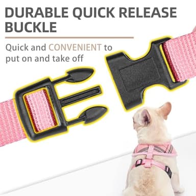 PUPTECK Soft Mesh Dog Harness and Leash Set Pet Puppy Cat Comfort Padded Vest No Pull Harnesses, Light Pink, S - Image 4