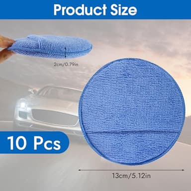 10 Pack Wax Applicator Pads, Microfiber Applicator Pad with Finger Pocket, Foam Car Wax Applicator Pad for Car Cleaning and Polishing (Blue) - Image 2