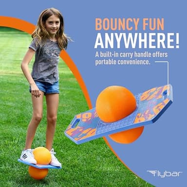 Flybar Pogo Trick Ball for Kids, Trick Bounce Board for Boys and Girls Ages 6+, Up to 160 lbs, Includes Pump, Easy to Carry Handle, Durable Plastic Deck Indoor, Outdoor Toy Pogo Jumper (Blue Dawn 2) - Image 5