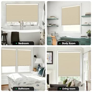 LazBlinds No Tools No Drill Cordless Cellular Shades, Blackout Light Blocking Honeycomb Shades for Home, Thermal Insulation Blinds for Windows, 40" W x 48" H, Beige - Image 5