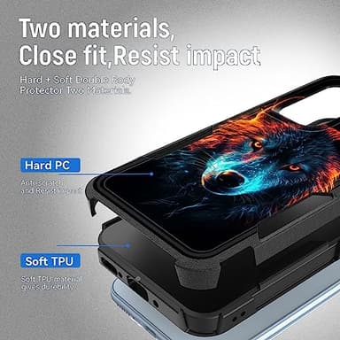Vobber for Galaxy A54 5G Case,Heavy Duty Dual Layer Hybrid Hard PC Soft Rubber Shockproof Protective Rugged Bumper Case for Samsung Galaxy A54 5G 6.4",Colorful Space Wolf - Image 2