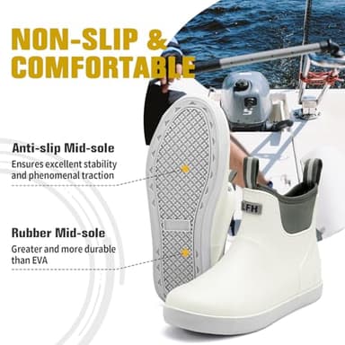 CKWLXQY Men's Deck Boots, Waterproof Ankle Rain Boots Men Anti-Slip Traction, Outdoor Rubber Fishing Garden Boots High-Performance Shoes for Farming - Image 2