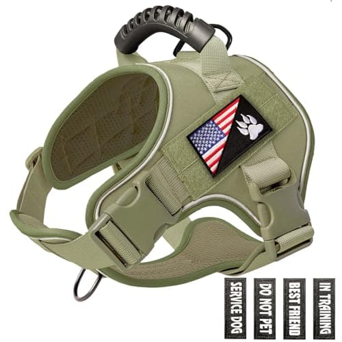 Bcadem Tactical Dog Harness,No Pull Military Pet Harness for Medium Large Dogs, Adjustable Service Dog Vest Harness with Night Reflective, Easy Control Handle for Walking, Hiking, Training (Green) - Image 1
