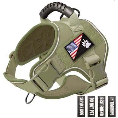 Bcadem Tactical Dog Harness,No Pull Military Pet Harness for Medium Large Dogs, Adjustable Service Dog Vest Harness with Night Reflective, Easy Control Handle for Walking, Hiking, Training (Green) - Image 1