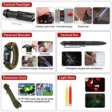 Survival Kits,222 PCS Emergency Survival Gear First Aid Kits with Molle System Compatible Bag Outdoor Camping Gear Emergency Kits for Hunting,Hiking,Fishing, Gifts for Men Women - Image 6