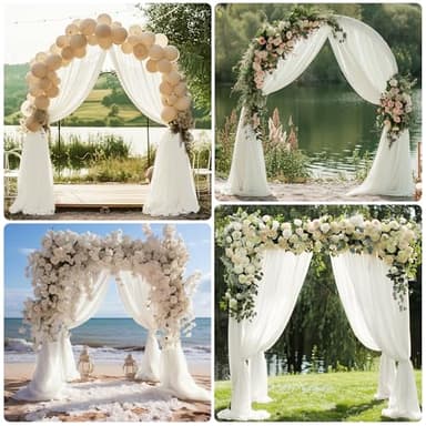 Xiomot Wedding Arch Draping Fabric 1 Panel 28.7" x 20FT Ivory Sheer Chiffon Backdrop Drapes for Wedding Ceremony Birthday Party Bridal Shower Outdoor Decoration - Image 5